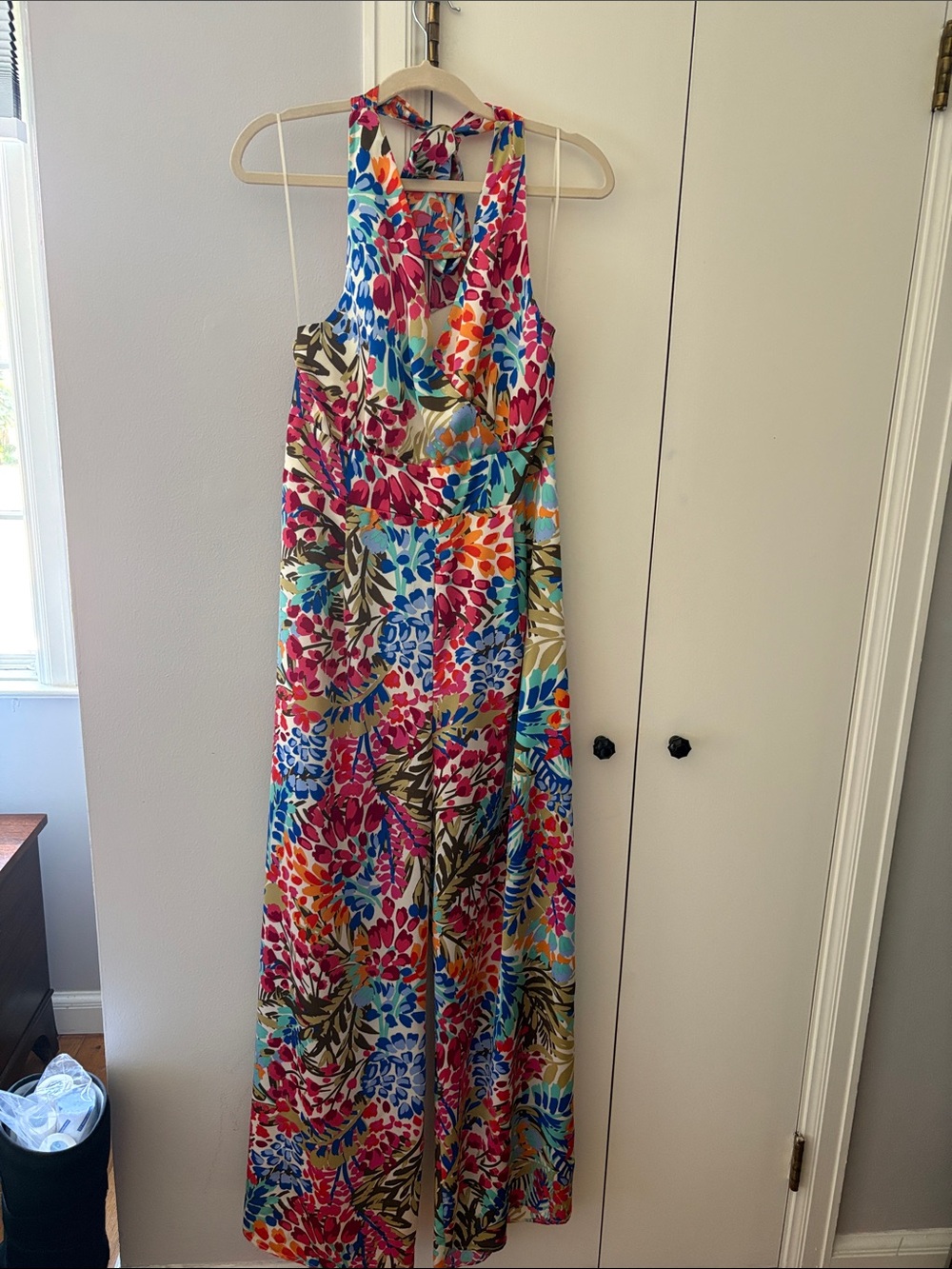 Sugarlips Tropical Floral Halter jumpsuit in Pink, Blue, Orange & Green